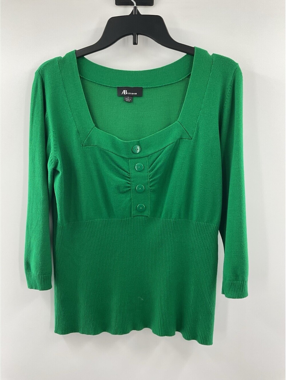 AB Studio women’s green Tight knit top size large 047